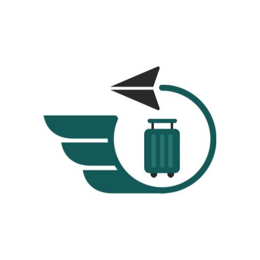 Stylish Green Wing and Suitcase Design for Travelling Logo Template