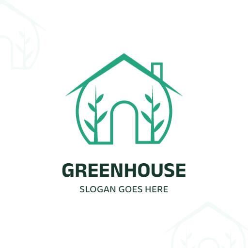 Stylish Greenhouse Design Featuring Leafy Elements Logo Template