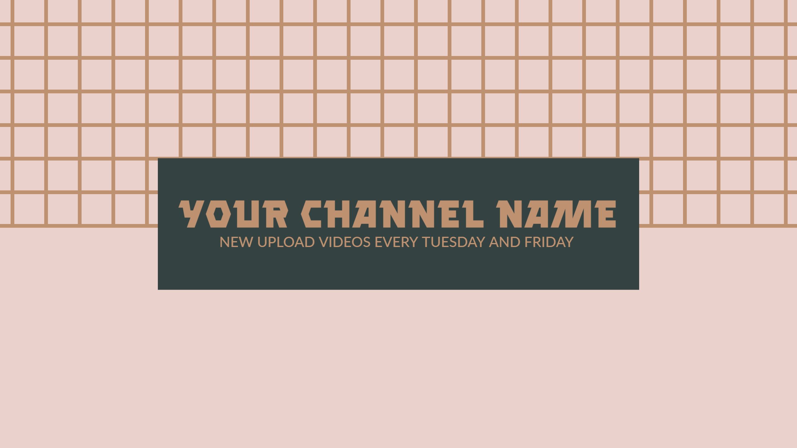 Stylish Grid Pattern with Soft Pink and Dark Green YouTube Banner Template