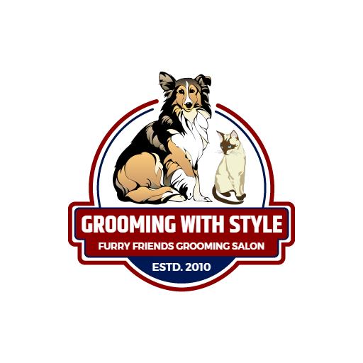 Stylish Grooming Salon Featuring Pets Companion Animals Logo Template