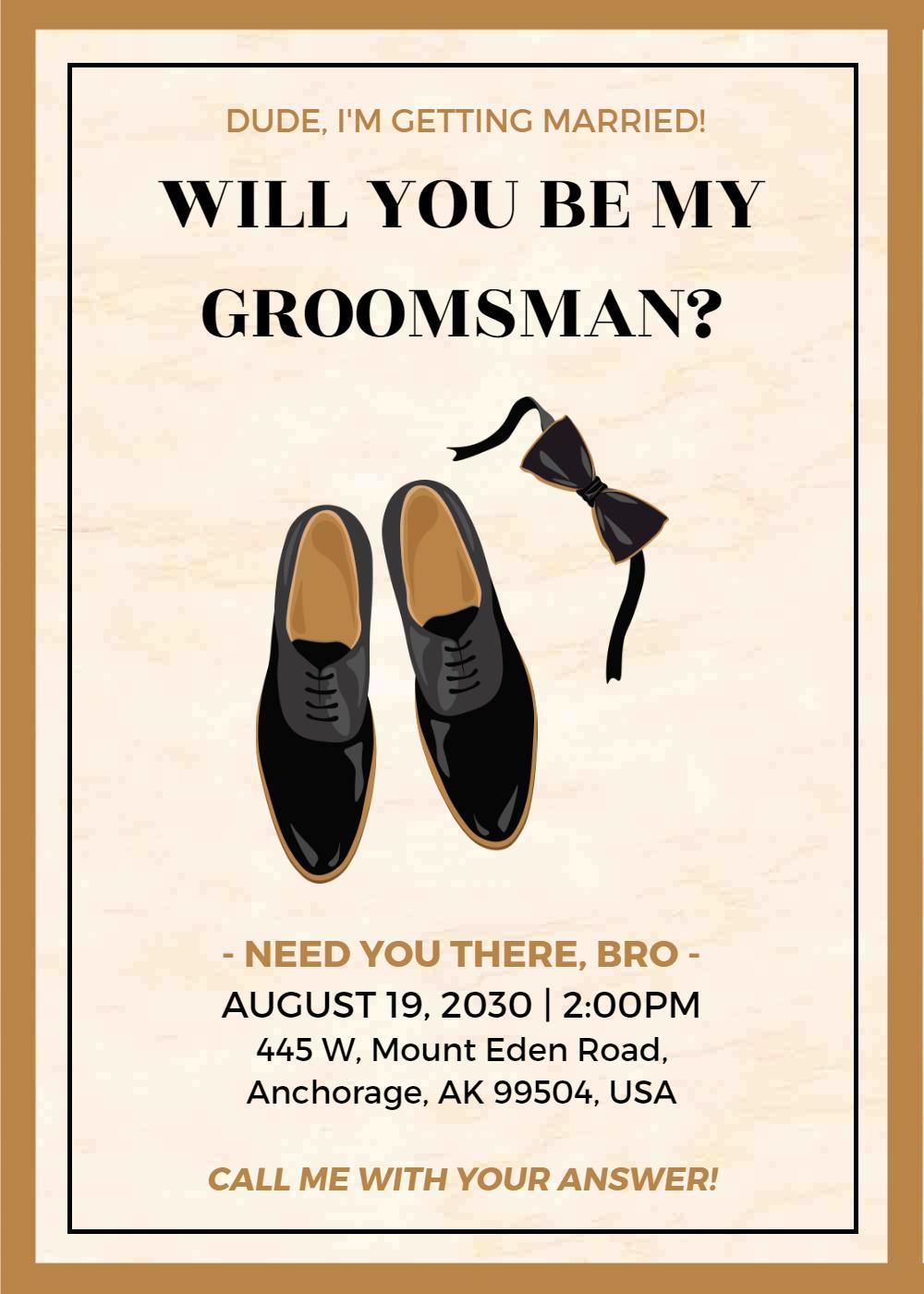 Stylish Groomsman Invitation to Wedding Ceremony Request Template