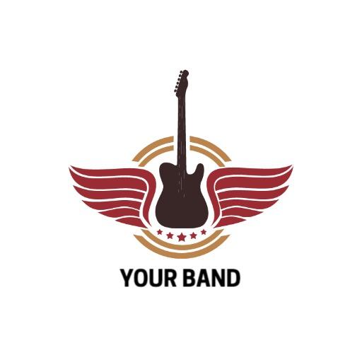 Stylish Guitar Design with Wings for Your Band Logo Template