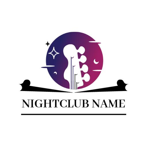Stylish Guitar Silhouette on Purple Nightclub Vibes Logo Template