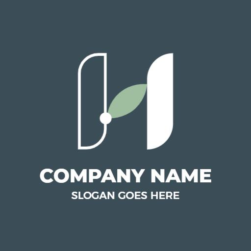 Stylish H Letter Design with Leaf Element for Branding Logo Template