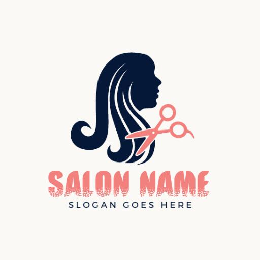 Stylish Hair Design with Scissors Symbolizing Salon Logo Template