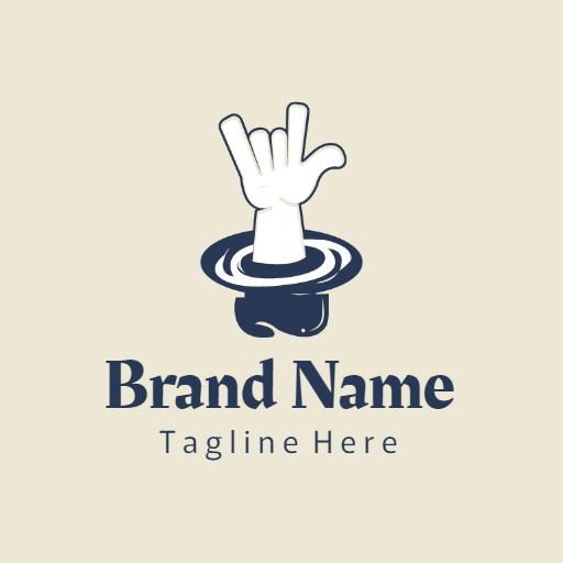 Stylish Hand Gesture Representing Rock Music Enthusiasm Logo Template