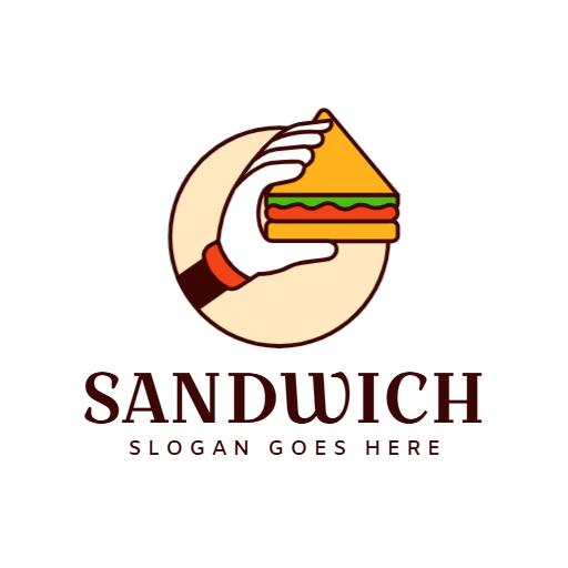 Stylish Hand Holding a Colorful Sandwich Logo Template