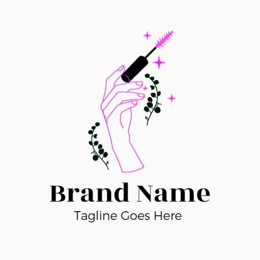Stylish Hand Holding Mascara in Pink for Makeup Logo Template