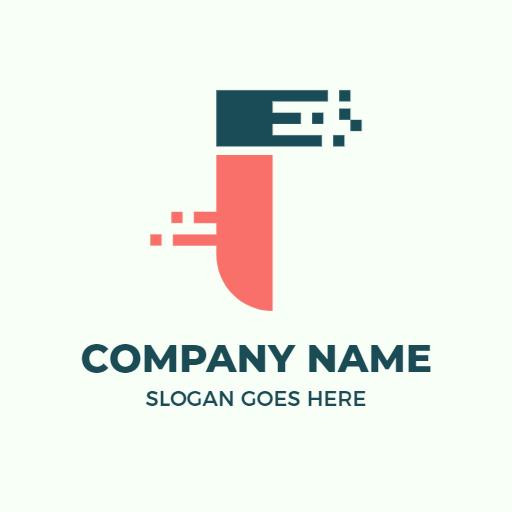 Stylish I Letter Design in Soft Pink and Teal Logo Template