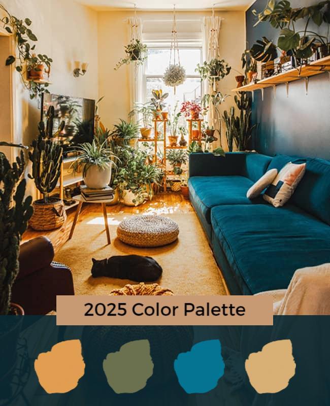 Stylish Indoor Garden Design with Cozy Color Palette Poster Template