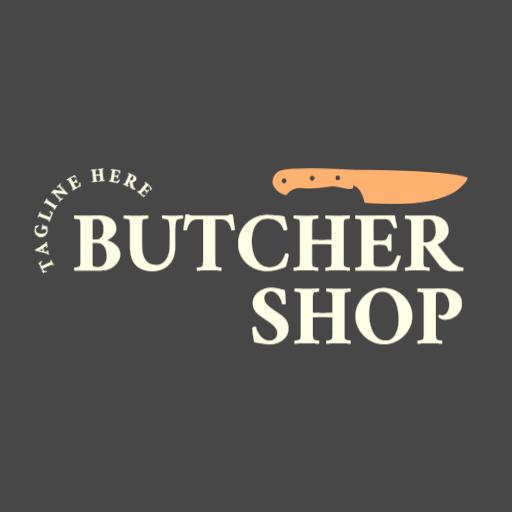 Stylish Knife and Creamy Color Butcher Shop Logo Template