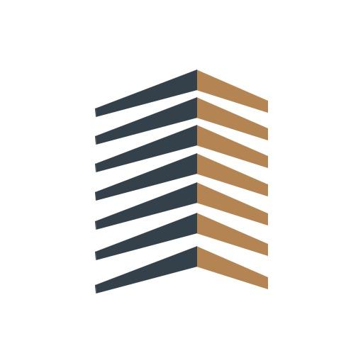 Stylish Layered Building Design Showcasing Real Estate Logo Template