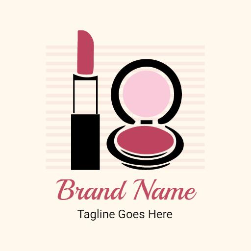 Stylish Lipstick and Blush Compact for Makeup Brand Logo Template