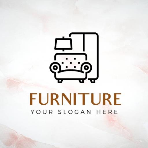 Stylish Living Room Icon with Cozy Furniture Logo Template