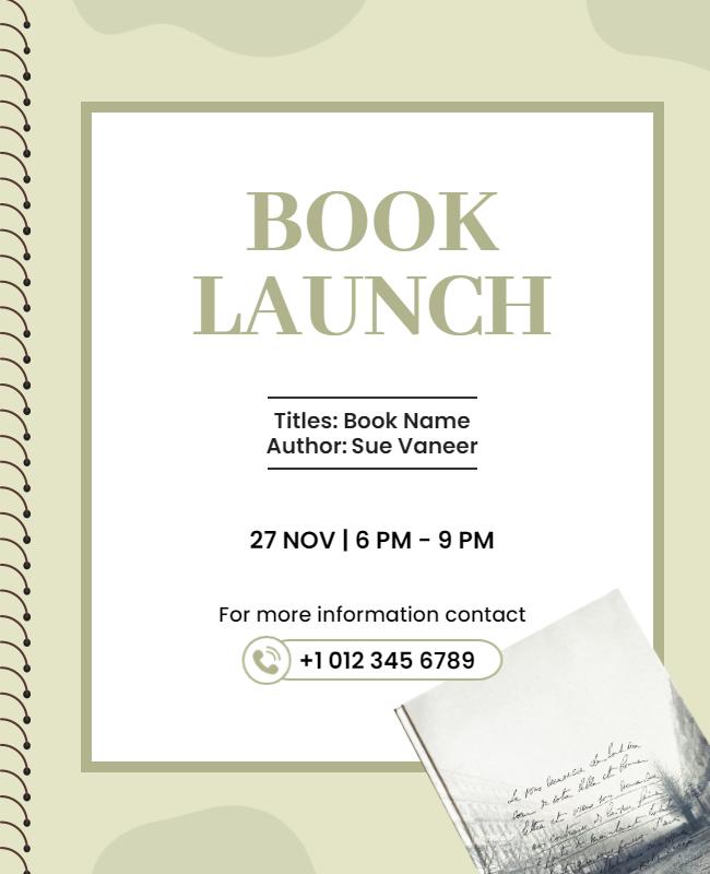 Stylish Minimalist Book Launch Announcement Poster Template