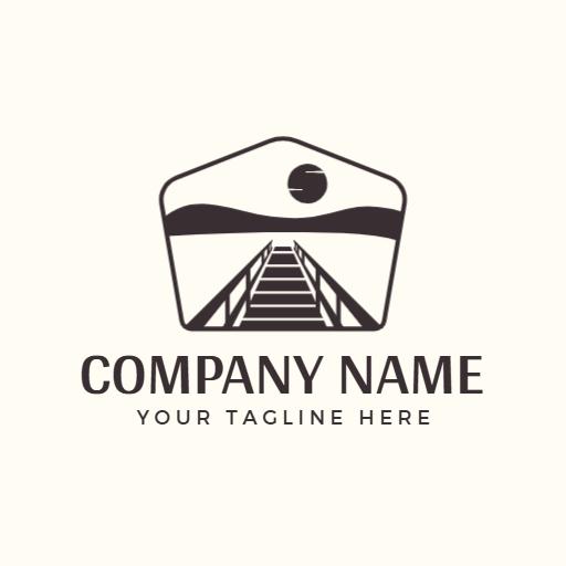 Stylish Minimalist Bridge Leading Towards a Horizon Logo Template