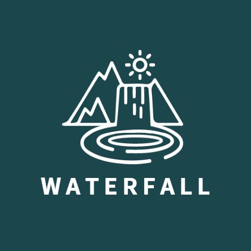 Stylish Minimalist Waterfall Design with Mountain Elements Logo Template