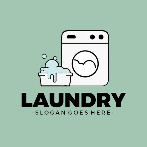 Stylish Mint Green Laundry Equipment and Supplies Logo Template