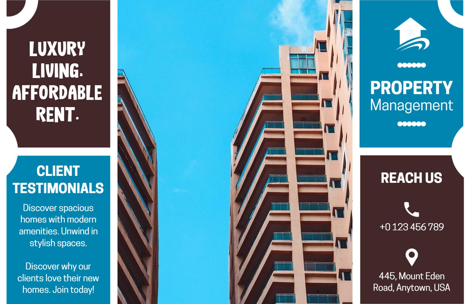 Stylish Modern Apartment Living and Property Management Brochure Template