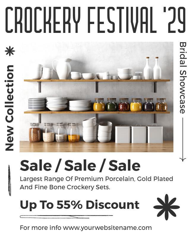 Stylish Modern Crockery Festival Sale Poster Template