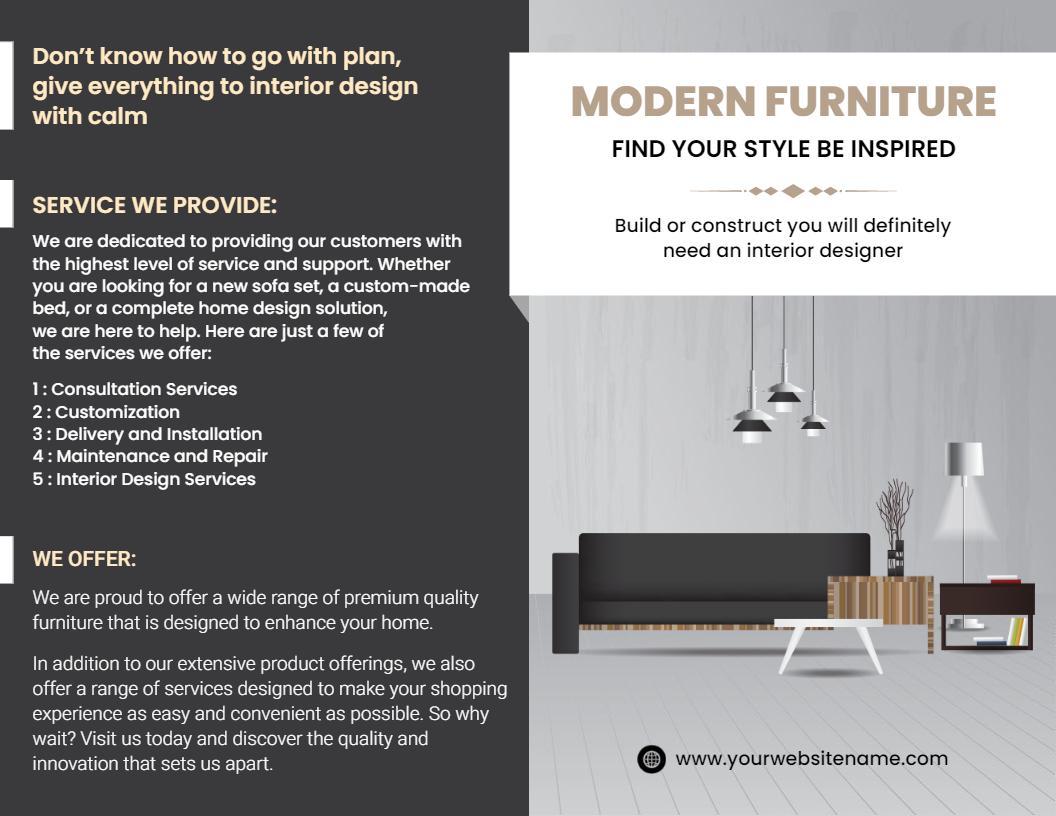 Stylish Modern Furniture Interior Design Services Brochure Template