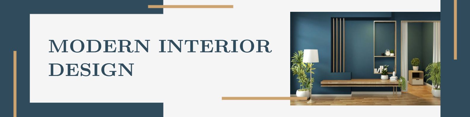 Stylish Modern Interior Design with Blue Highlights LinkedIn Banner Template
