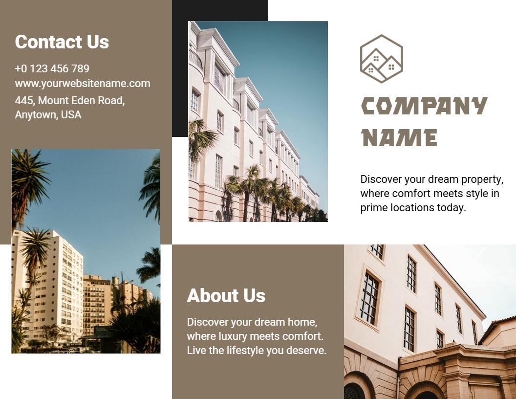 Stylish Modern Real Estate Property Listings and Services Brochure Template