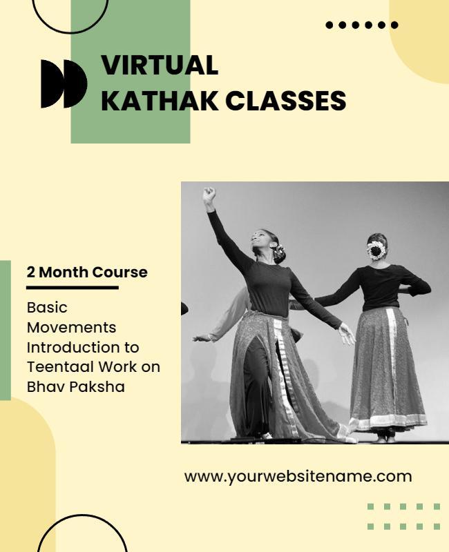 Stylish Modern Virtual Kathak Dance Classes Poster Template