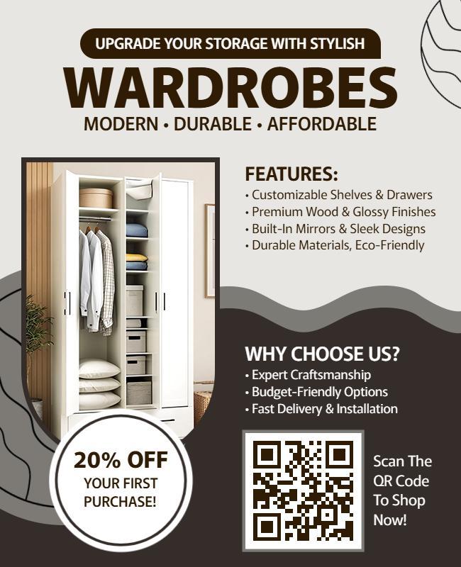 Stylish Modern Wardrobes with Eco-Friendly Features Poster Template