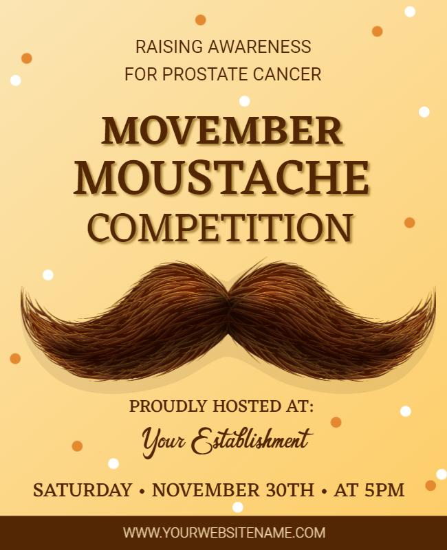 Stylish Mustache Movember Prostate Cancer Awareness Poster Template