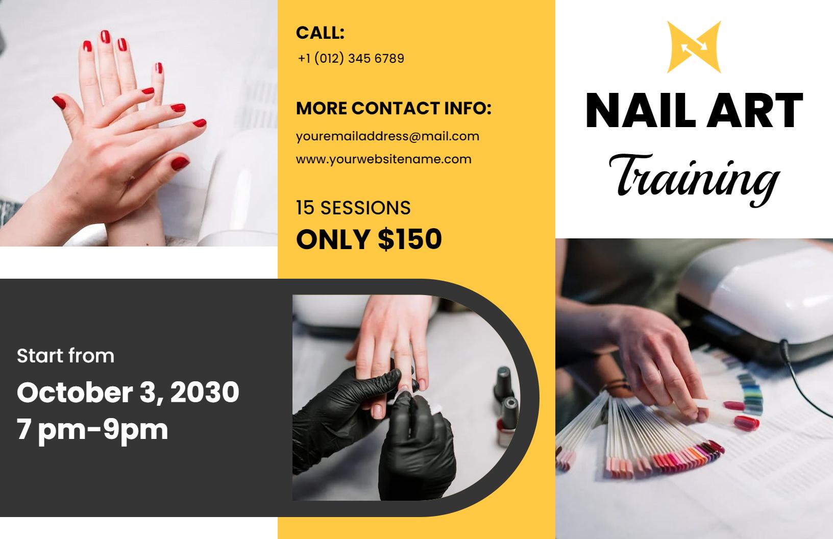 Stylish Nail Art Training Course Registration Brochure Template