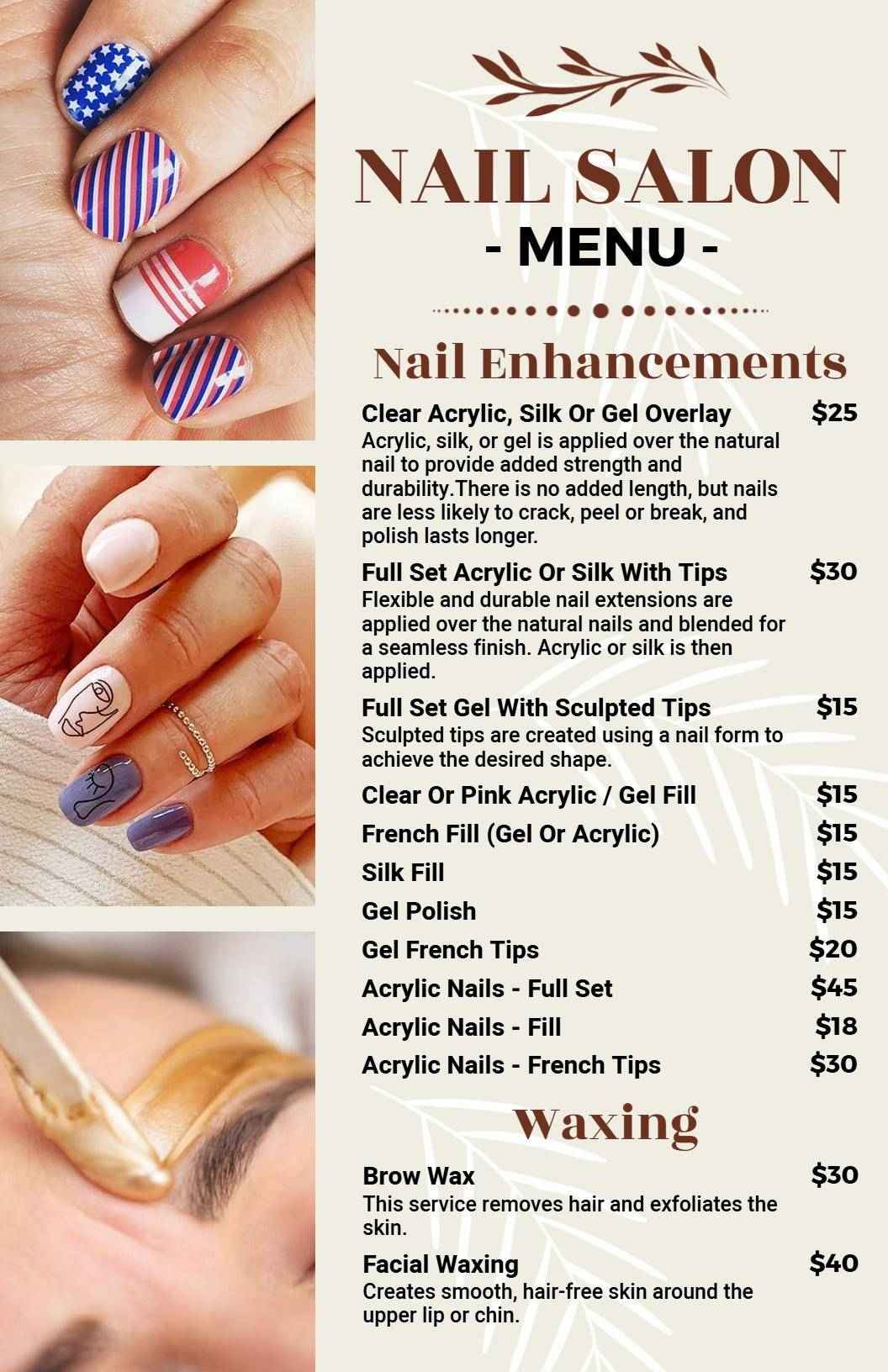 Stylish Nail Salon Package and Pricing Menu Template