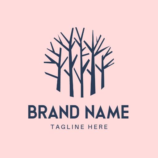 Stylish Navy Tree Design Encircled in Soft Pink Logo Template