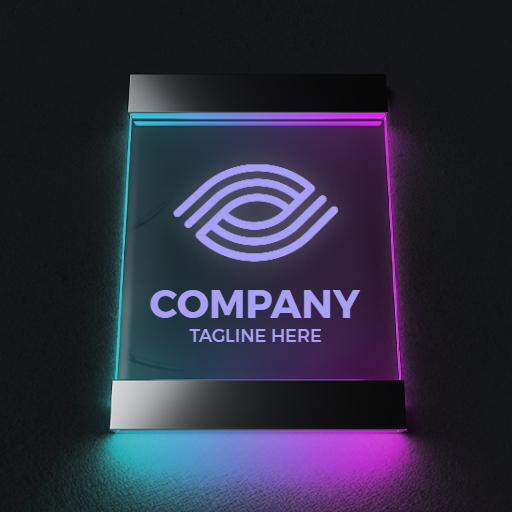 Stylish Neon Glow Mockup Displaying Company Branding Logo Template