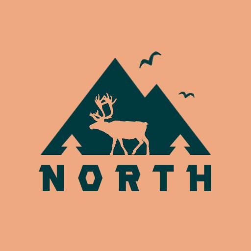 Stylish North Mountain Scene Featuring a Reindeer Logo Template
