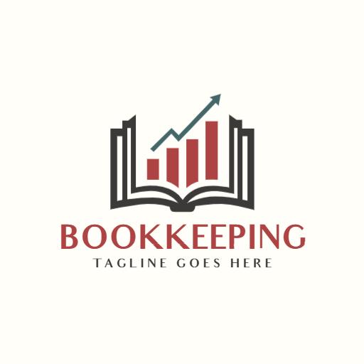 Stylish Open Book with Rising Graph Representing Bookkeeping Logo Template