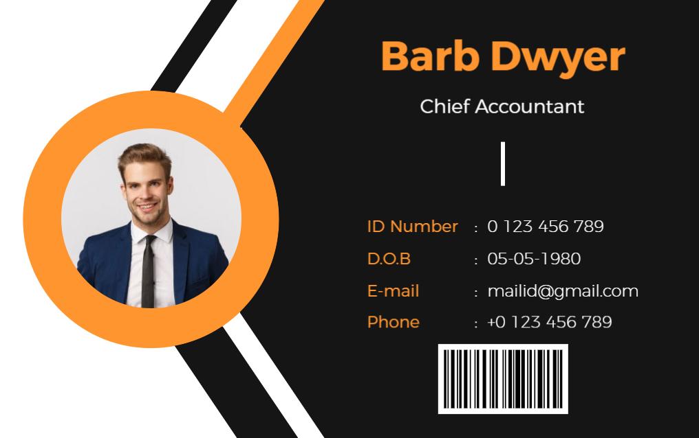 Stylish Orange and Black Professional Identity Card Template