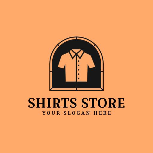 Stylish Orange and Black Shirts Store Featuring Modern Apparel Logo Template