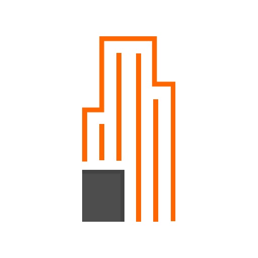 Stylish Orange and Gray Building Design in Real Estate Logo Template