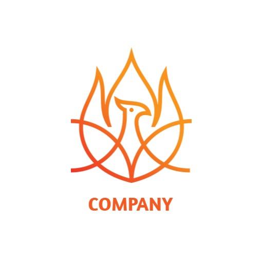 Stylish Orange and Yellow Fire Company Logo Template
