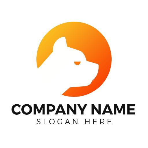 Stylish Orange and Yellow Pitbull Silhouette Design Logo Template