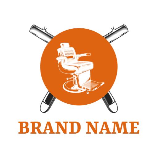 Stylish Orange Barber Chair Showcasing Quality Barber Shop Logo Template