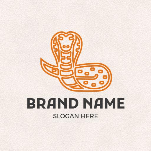 Stylish Orange Cobra Design Representing Unique Snake Logo Template