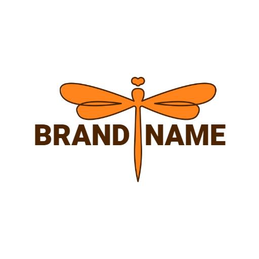 Stylish Orange Dragonfly Design Capturing Nature Essence Logo Template