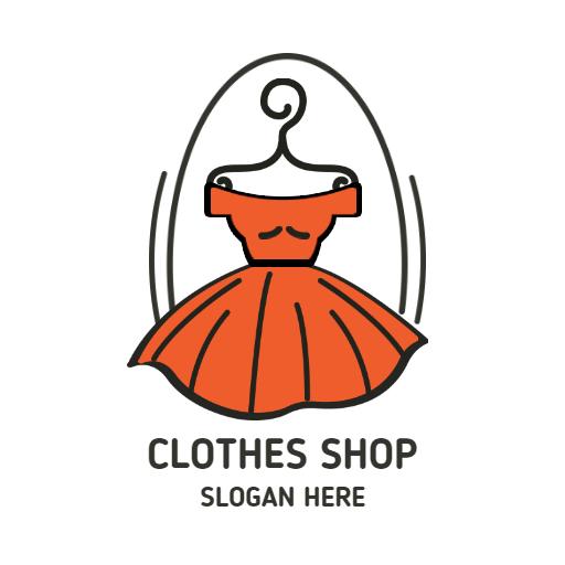 Stylish Orange Dress Design Showcasing Clothing Brand Logo Template