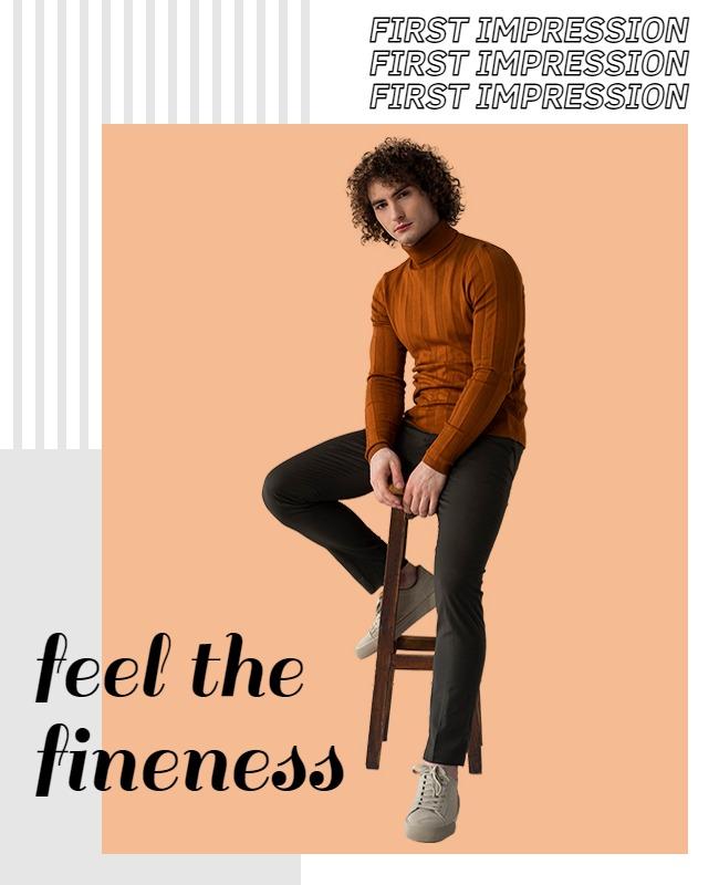 Stylish Orange Fashion Model Portrait Poster Template