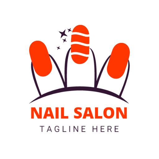 Stylish Orange Nail Art Design Emphasizing Beauty Services Logo Template