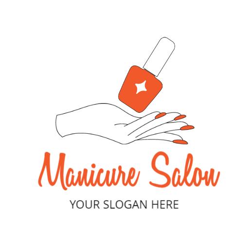 Stylish Orange Nail Polish and Hand in Manicure Salon Logo Template
