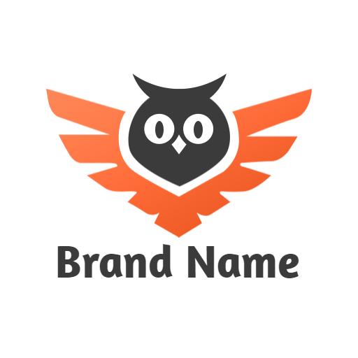 Stylish Orange Owl Design with Wings for Brand Identity Logo Template