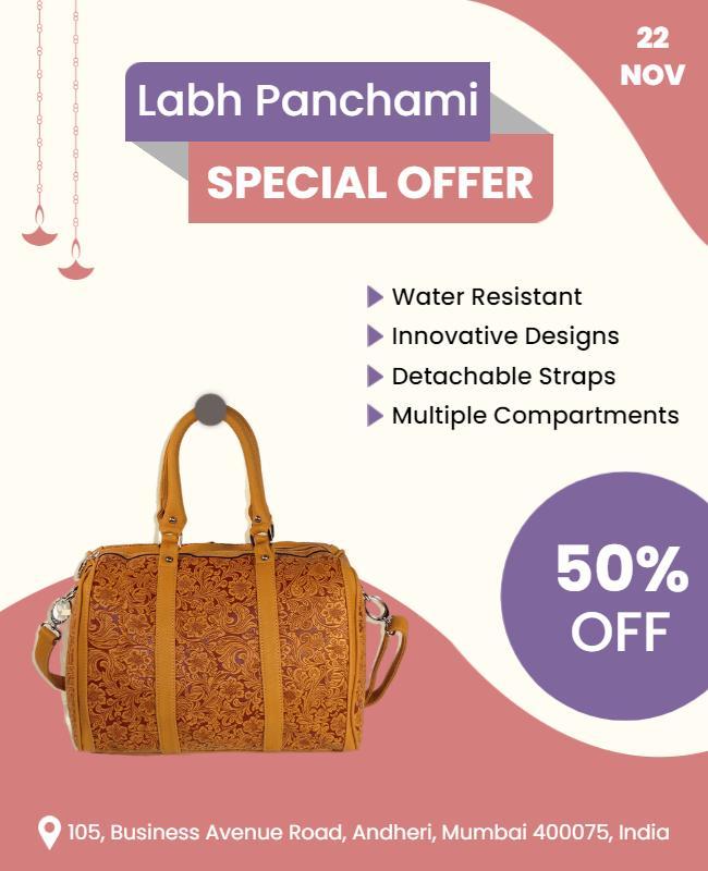 Stylish Orange Water Resistant Handbag Sale Poster Template